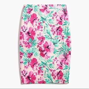 NWT J. Crew Floral Print Pencil Pink & Green Skirt Size 10